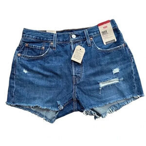 NWT Levi's 501 High Rise 100% Cotton Cut Off Distressed Denim Shorts Size 29